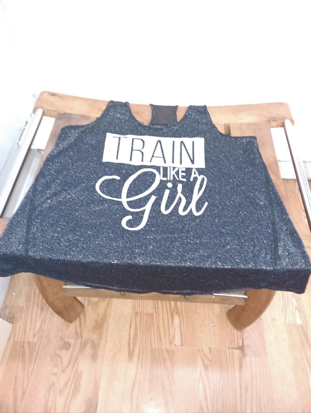 Ideology Sparkle "Train Like a Girl" Muscle Tank - Black